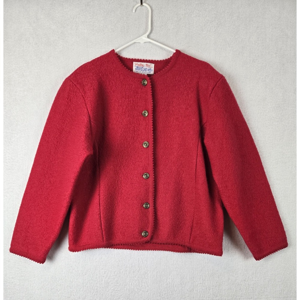 Tally Ho Creation Womens Cardigan Sweater Size M 100% Wool Red